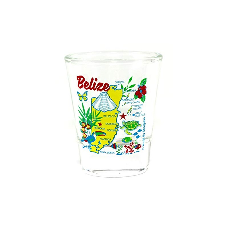 Belize Map Clear Shot Glass