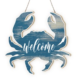MOTERMATE Rustic Blue Crab Welcome Sign Decor, Nautical Coastal Granddaughter Beachy Wall Hanging Room Decor for Home Bathroom, Coastal Beach Ocean Themed Welcome Front Porch Door Decor, 8x10 Inch