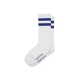 Organic Basics Unisex Core Stripe Crew Socks 3-pack, White/Vibrant Blue, 10-12