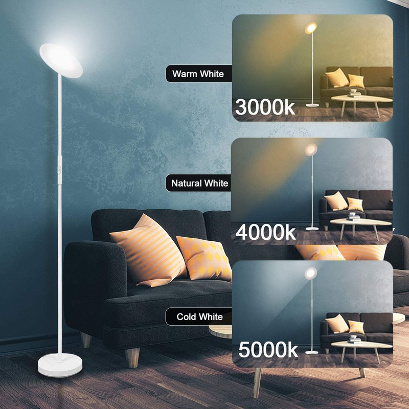 JOOFO Floor Lamp,30W/2400LM Sky LED Modern Torchiere 3 Color Temperatures