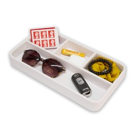 Osco Faux Leather Tray Organiser - White