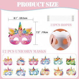 12pcs Kids Unicorn Masks for Party Bag Fillers,Unicorn Card Masks Costumes Toy Party Favors Children Masks Dress Up Cosplay Mask for Girls Masquerade Birthday Unicorn Party Decorations Supplies