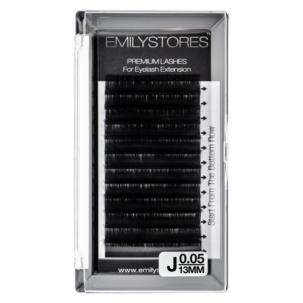 EMILYSTORES Lash Extensions 0.05mm Thickness J Curl 13mm Length Light-weight