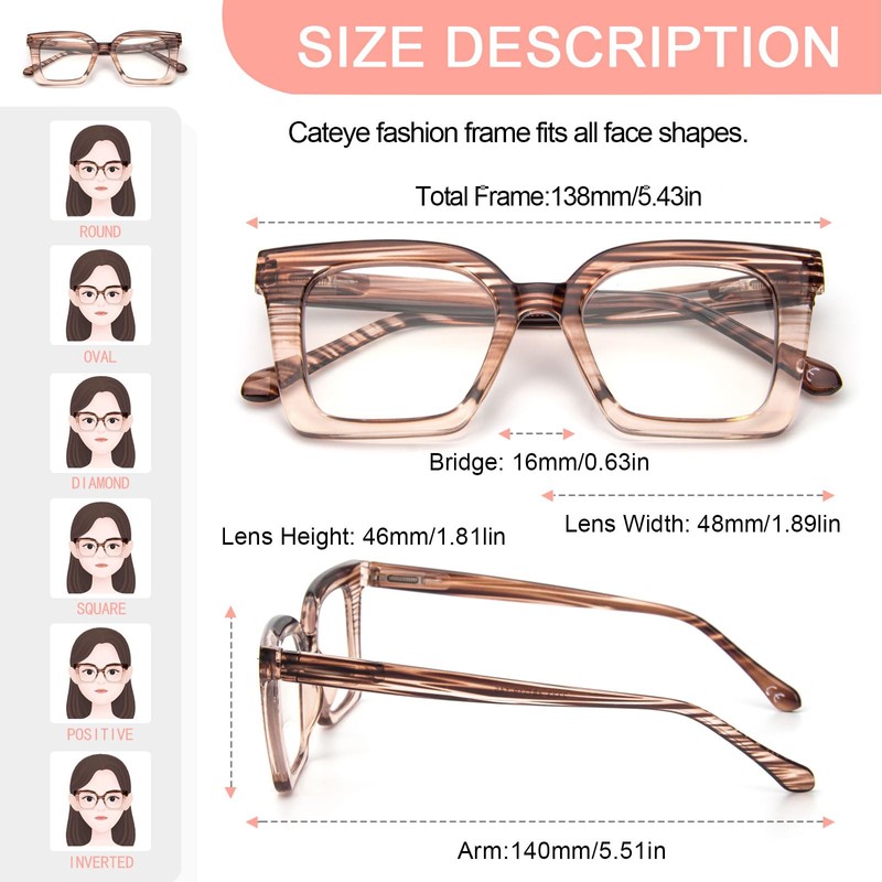 KoKoBin 3 Pack Square Frame Oprah Style Reading Glasses for