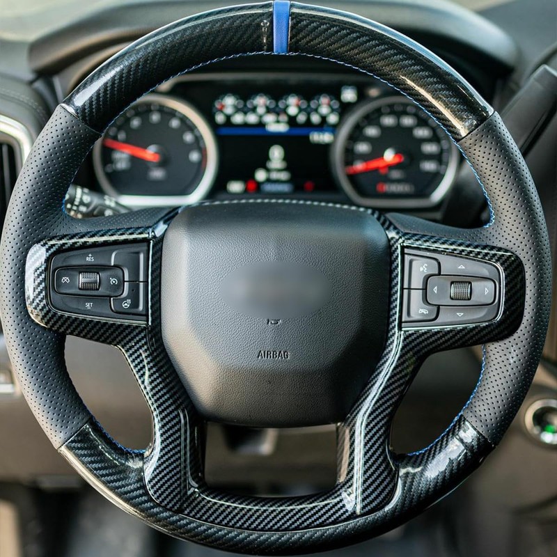 MEWANT DIY PU Carbon Fiber Black Artificial Leather Steering Wheel