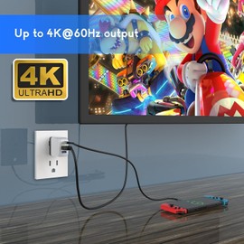 TreasLin Switch Replacement Dock, PD 36W USB C Charger for OLED TV Dock Station, 4K 60Hz HDMI Portable Dock Charger Adapter Accessory, White and Black