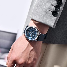 Benyar Men's Watch Analogue Quartz Chronograph Men's 50 m Waterproof Luminous Date Casual Classic Elegant Watches Men, blue, Strap.