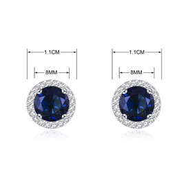 QUKE 8mm Dark Blue Cubic Zirconia Crystal Round Clip On Earrings Non Pierced Jewellery Elegant Stud For Women Girls