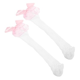 HONMEET 1pair Girls Bow Mesh Ankle Socks Breathable High Ankle Socks for Boy Girl Bow Design for Travel School Girl Girls