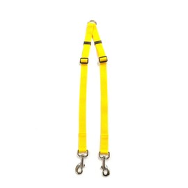 Dog Coupler/Splitter Lead Dual Walking Leash Adjustable 25mm/1" Webbing 2 Way Splitter (Large, Yellow)