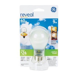 GE Lighting 79063 Reveal CFL 9-Watt (40-watt replacement) 430-Lumen A19 Light Bulb with Medium Base, 1-Pack