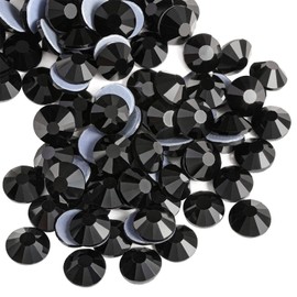 BEADSLAND - Vidriantes termoadhesivos de cristal con parte trasera plana, 1,440 piezas, para decoración de bricolaje, ropa y manualidades, negro, SS12, 3-3.2 mm