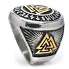 PikaLF Triple Valknut Ring With Rune Circle Symbol, Odin Symbol