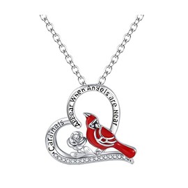 Memorial Jewelry Cardinal Necklace When cardinals appear your loved one is near Sympathy Gift for Women (cardinals appear when angels are near)