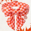 DOGWONG Orange Pink Plaid Dog Collar with Bow - Adjustable
