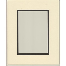 16x20 Cream & Black Double Picture Mat, Bevel Cut for 11x14 Picture or Photo