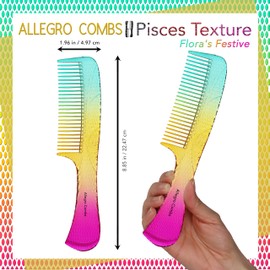 Allegro Comb 1004 Wide Tooth Detangling Hair Combs For Women, Stylists & Curly Hair Teasing Comb Mens Comb 1 Piece. (Flora's Festive)