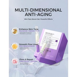 NING DERMOLOGIE Peptides Serum for Face with Retinol, Niacinamide, Panthenol, VC-IP - Anti-Aging Ampoules for Wrinkles Dark Spot, Reduce Fine Line, Single-Use Tubes|Korean Skin Care 0.05 fl.oz x 20ex