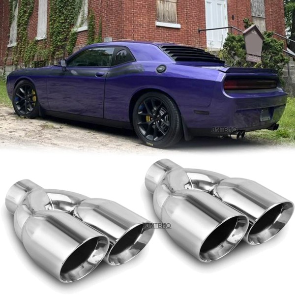 JMTBNO Quad 2.5" to 3.5" Dual Exhaust Tip Pipe Stainless