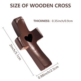VOBUYING Cross My Heart, Encouragement Gift, Relieve Anxiety Comfort for Clutching, Clinging and Praying, Wooden Cross Fidget（3 Pack, Black）
