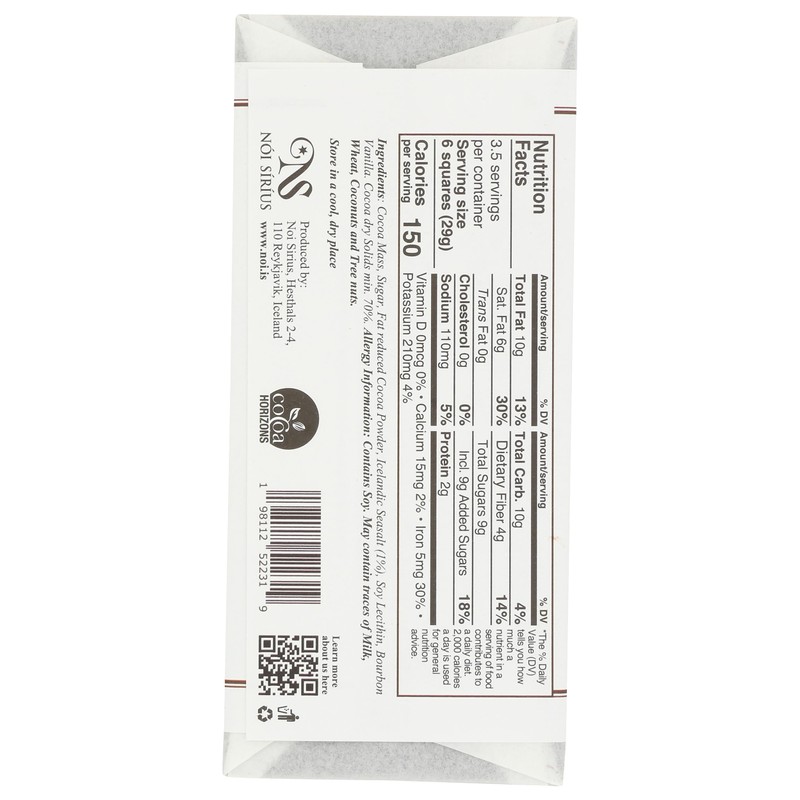 Sirius Icelandic 70% Dark Chocolate Bar with Sea Salt 3.53