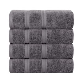 SUPERIOR Premium Cotton 4-Piece Bath Towel Set, Daily Use for Bathroom, Guest Room, Bath, Shower, Pool, Body, Home Essentials, Quality Soft Plush Absorbent Towels, Zero Twist Smart Dry, Grey