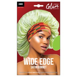 DONNA Wide Edge Satin Bonnet Ankara Shower Cap for Women Silk Bonnet for Sleeping Satin Bonnet Jumbo Green