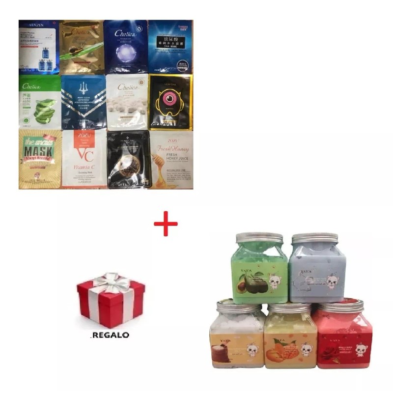 Misorel 15 Mascarillas Faciales + Exfoliante Frutal Corporal+ Regalo