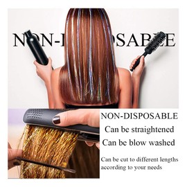 Red Hair Tinsel Kit, COLOR SHE Tinsel Hair Extensions with 8 Packs 48inch 1600 Stands Glitter Sparkle Colorful Shiny Tensile, Cute clawclips Tools Beads Prefect for Kids Girls Women Hair Accessories Set (red)