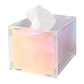 Florasity Acrylic Tissue Holder Box Cover Clear Acrylic Mask Case Dryer for Living Room Bedroom Square