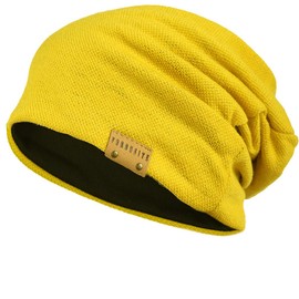 FORBUSITE Slouch Beanie for Men Women Summer Winter, Long and Oversized Skull Cap, Yellow B010