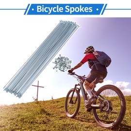 VekAuto 1 Set Bicycle Spokes 12G 286mm Length Bike Wheel Spokes Universal Carbon Steel Galvanized Silver Tone Nipple