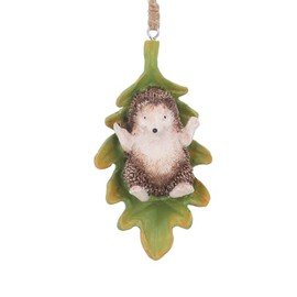 Gisela Graham Hedgehog on Leaf Christmas Decoration