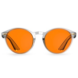 Bloomoak anteojos de bloqueo de luz azul - anteojos de juego ámbar antideslumbrantes para un mejor sueño para pantallas, juegos, televisores, teléfonos móviles, Marco de vidrio redondo, Large