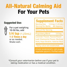 Cedar Bear Pet’s Calm Down - Natural Herbal Supplement for Stress Relief, in Cats, Dogs, Also for Birds & Exotic Pets, 2 fl oz/60 ml