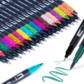 APOGO Mandala Pens Colouring Pens for Adults: 36 Fibre Pens Bullet Journal Pens for Calendar Family Planner 2024 Manga, Dual Brush Pen Set Brush Felt Pens Fine Liner Pens Hand Lettering Pens