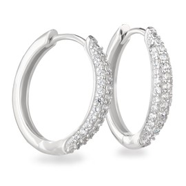 Schöner-SD Hoop Earrings Medium 18 mm 925 Silver with Zirconia, Silver
