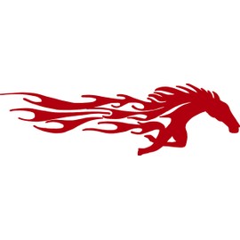 hBARSCI Horse with Flames Vinyl Decal - 5 Inches - for Cars, Trucks, Windows, Laptops, Tablets - Outdoor-Grade 2.5mil Thick Vinyl - Red