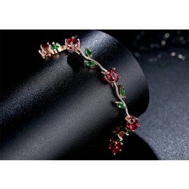 FEDONA 18k Yellow Gold-Plated Sterling Silver Diamond Accent Two-Tone Gemstone Tennis Bracelet Diamond Bangle Bracelet Colorful