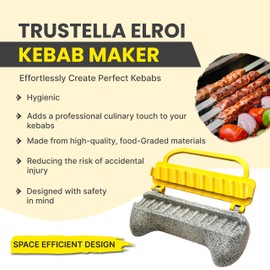 Premium Aluminum Trustella Kebab Maker | Create Flawless, Professional Skewers | Heavy-Duty, Non-Stick, Food Grade Teflon Coating, Easy Clean | The Ultimate BBQ Companion for Home Chefs (Yellow)