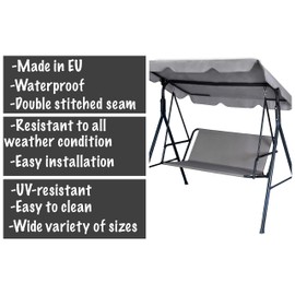 Replacement Swing Seat Cover Garden Swing Seat Cover Garden Furniture Swing Bench Cover (148 x 50 x 50 cm, Grey)