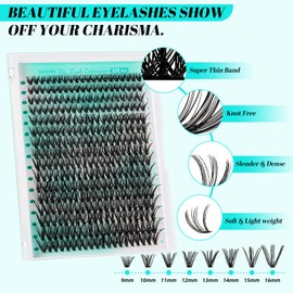 Lash Extension Kit,DIY Individual Lashes Clusters Kit,with Bond And Seal,Eyelash Remover For Eyelashes Extensions,Applicator Tool For False Eyelash Clusters 320Pcs At Home(30D,D-Mix10-16|set)
