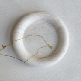 Marble Stone Doughnut Coaster Round Small 7'' Tray Catchall Trinket Plate Jewelry Storage (Rainbow Rose)