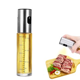 Oil Spray Bottle Kitchen Dispenser for Cooking 30oz/90ml Olive Oil Sprayer with Scale Portable Glass Mister for Air Fryer, Salad, Butter, BBQ, Vinegar, Grill, Vegetable, Essential Oils, Empty Spritzer