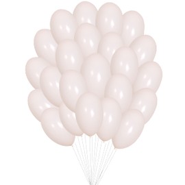 50 pcs 10" (25CM) Balloons Pearlised Metallic Latex Air or Helium Wedding Birthday Christmas Party Decoration Available in 14 colours (White)