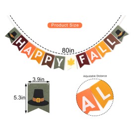 Autumn Party Decorations - Happy Fall Banner,Thanksgiving Felt Banner,Fall Home Fireplace Wall Hanging Decorations,Fall Holiday Party Banner Photo Props