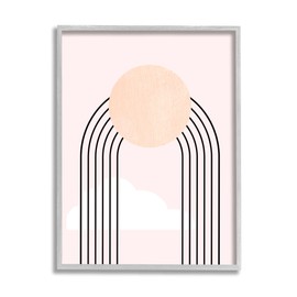 Stupell Industries Modern Geometric Rainbow Arch Lines Pink Sky Sun