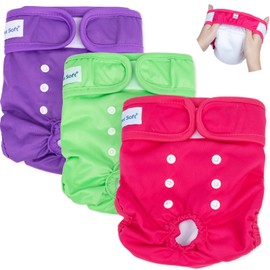 Pet Soft Washable Female Diapers (3 Pack) – Female Dog Diapers, Comfort Reusable Doggy Diapers for Girl Dog in Period Heat (Classy, S)