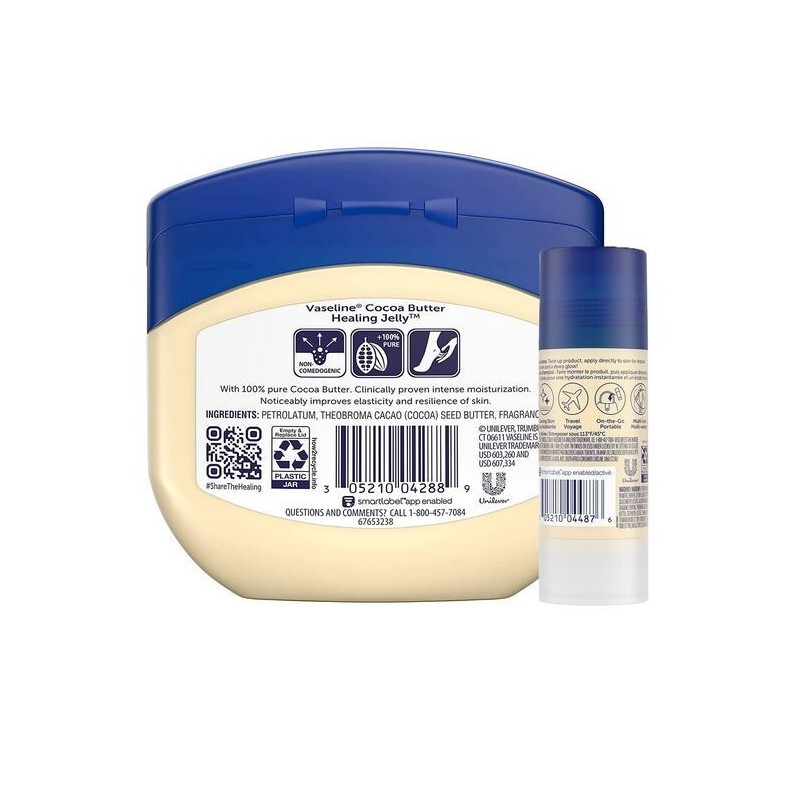 Vaseline Rich Moisturizing Healing Jelly Cocoa Butter, 13 oz Bundled