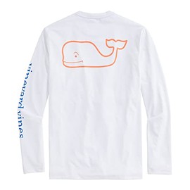 vineyard vines Men's Long Sleeve Whale Harbor Tee, White Cap